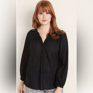Old Navy Black Long Sleeve Mandarin Collar Blouse